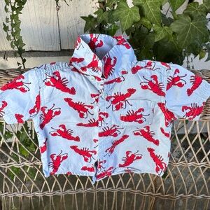 Boys Gymboree Red Lobster Print Button Down Shirt
